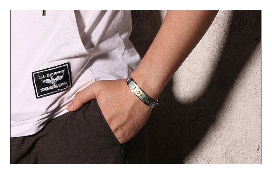 Meaeguet Stainless Steel Cross Bible Charm Bracelet Wristband For Men Adjustable Watch Bands Bracelet Christian Jewelry (2)
