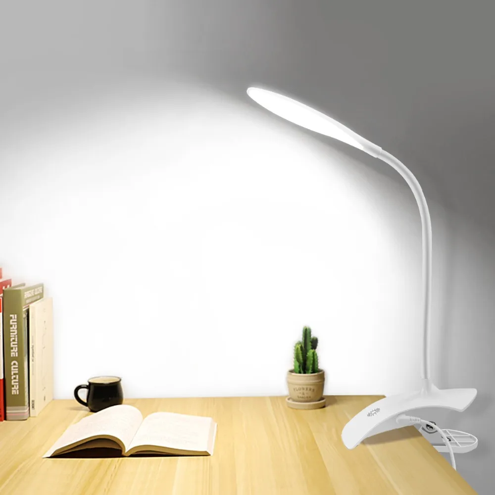 3 режима светодиодный свет книги сенсорный датчик переключатель Яркость затемнения USB светодиодный настольная лампа с зажимом прикроватная настольная лампа для чтения