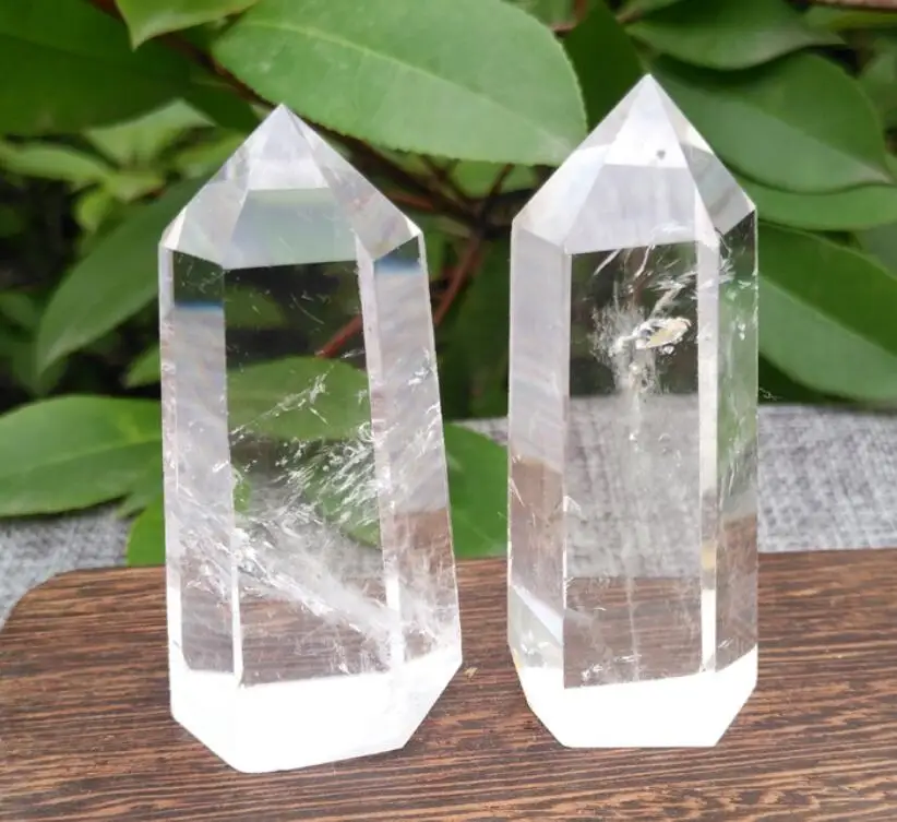 

2pcs AAA+++ Natural Minerals Clear Transparent Quartz Crystal Healing Polished Single Point feng shui Wand Stone