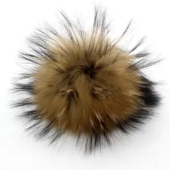 50pcs/ lot DIY 13-14cm Real Raccoon Fur Pompoms Fur balls for knitted beanies keychain and scarves shoes Real fur pom Wholesale