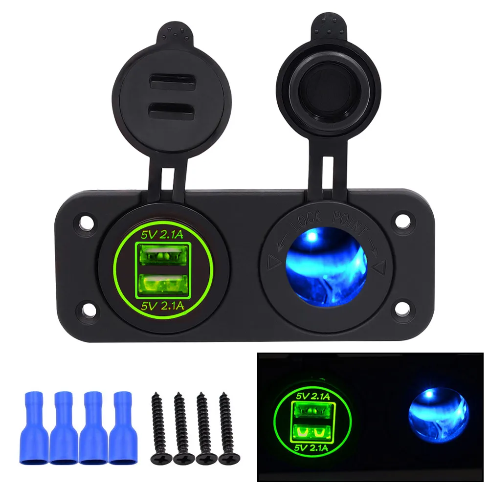 

Motorcycle 12V Car ATV Boat Cigarette Lighter With Switches Dual USB Charging Motorcycle Accessories
