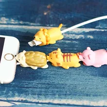Забавный укус рта протектор для кабеля передачи данных силиконовые милые животные мультфильм телефон зарядный кабель протектор укуса аксессуары