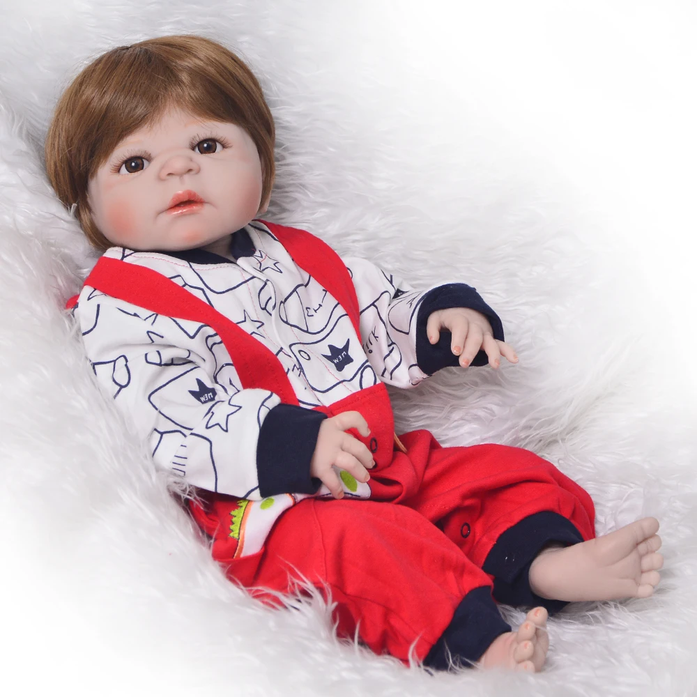 

23'' Newborn Dolls Alive Full Silicone Vinyl Reborn Babies Boy Dolls Realistic Fashion Reborn DIY Brinquedos Children XMAS Gifts