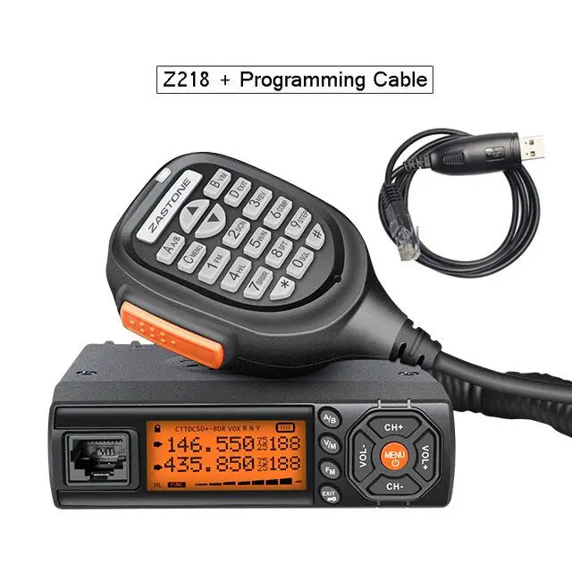 Zastone Z218 Мини-Автомобильная рация 10 км 25 Вт Двухдиапазонная VHF/UHF 136-174 МГц 400-470 МГц 128CH мини CB радиостанция приемопередатчик - Цвет: Z218 with cable