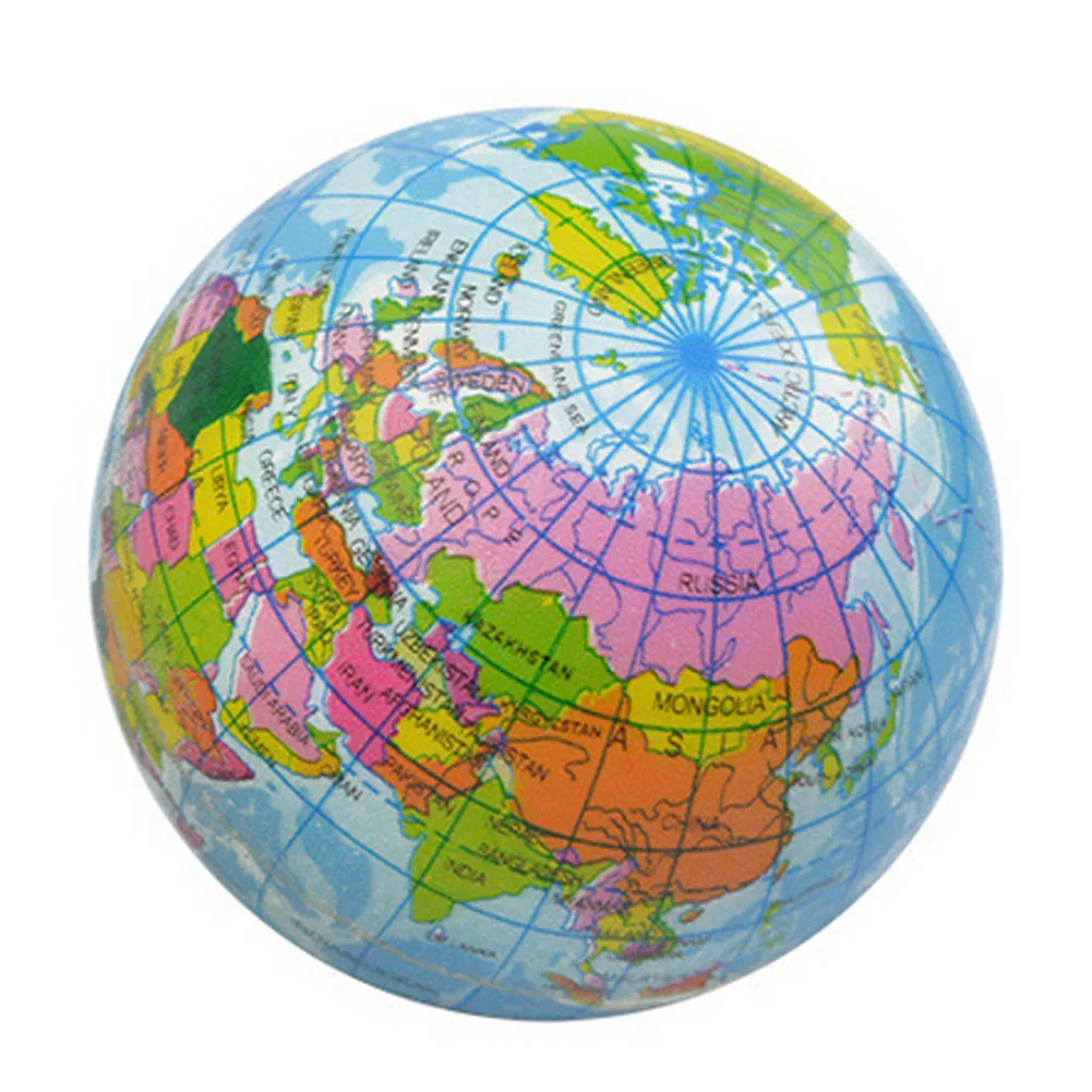 

Hot Selling World Map Foam Earth Globe Hand Wrist Exercise Stress Relief Squeeze Soft Foam Ball Autism Mood Relief Healthy Toys