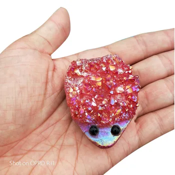 

Natural Crystal Cluster Hedgehog Figurine Drusy Geode Aura Titanium Statue Healing Quartz birthday gift family wedding decorate