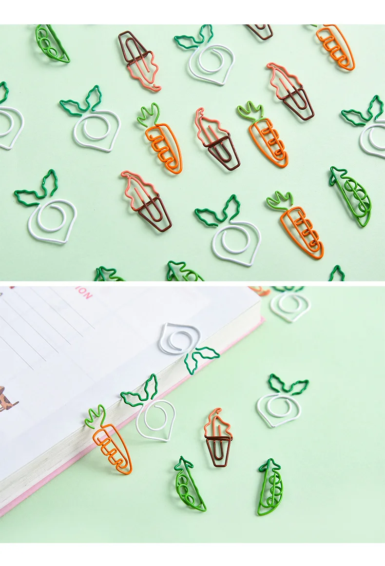 Креативные кавайные мини-скрепки в форме моркови, мороженого, прозрачные скрепки, скрепки для фотографий, билетов, заметок, букв, скрепки, канцелярские принадлежности