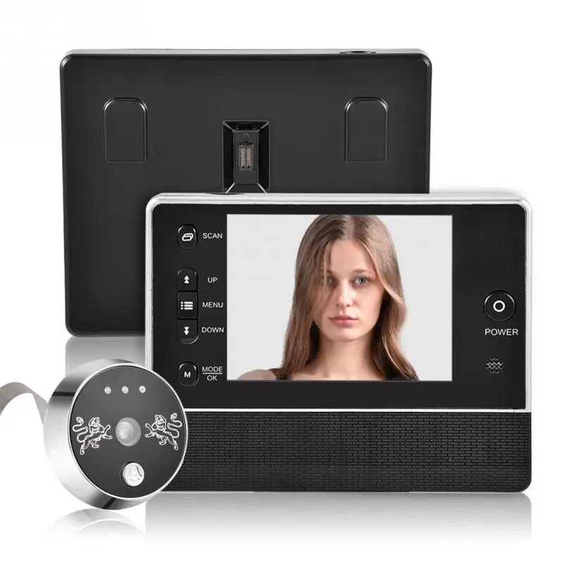 

3.5 inch Screen Doorbell Peephole Digital Viewer Doorchime with Camera DVR Infrared LCD Night Vision 3-Time-Zoom Door Bell Black