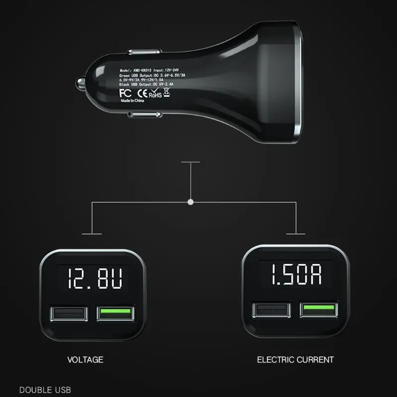Быстрая зарядка 3,0 двойной зарядное устройство usb светодиодный дисплей напряжения тока для iPhone htc