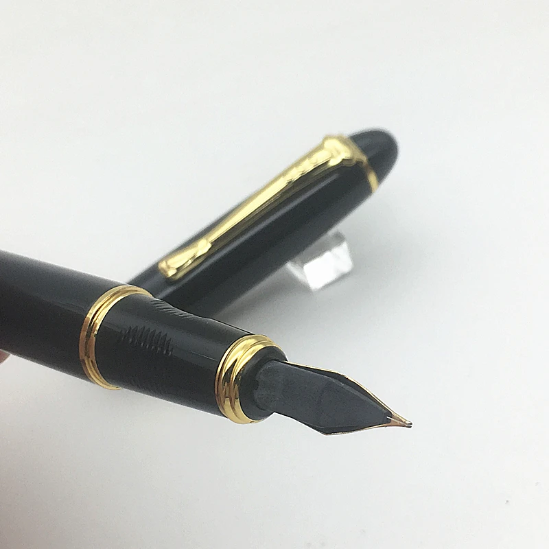 Высококачественная перьевая ручка из иридистого золота ручки глубокий черный с металлическим золотым зажимом Jinhao ручка Caneta Канцтовары офисный школьный принадлежности
