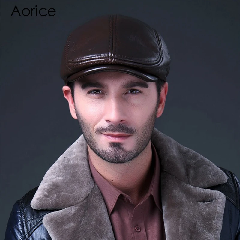 

HL042-2 Newsboy Beret LBD BLACK Leather Style Flat Cap Hat Cabbie Gatsby Hunting Golf