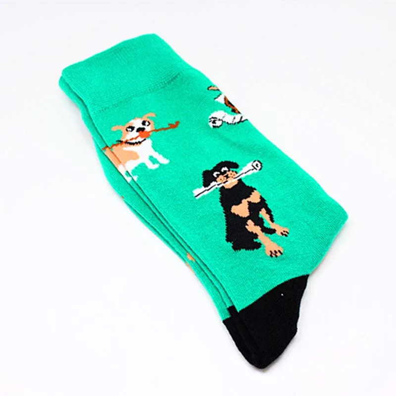 [COSPLACOOL] Цветные подарочные мужские носки с милой собачкой, чашкой, рыбой, слоном, Вселенной, в горошек, птицами, Креативные мужские носки унисекс, носки для скейтбординга - Цвет: 7
