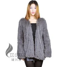 CX-G-A-89 высокого качества новейшая женская натуральная кроличья вязаная зимняя меховая шуба
