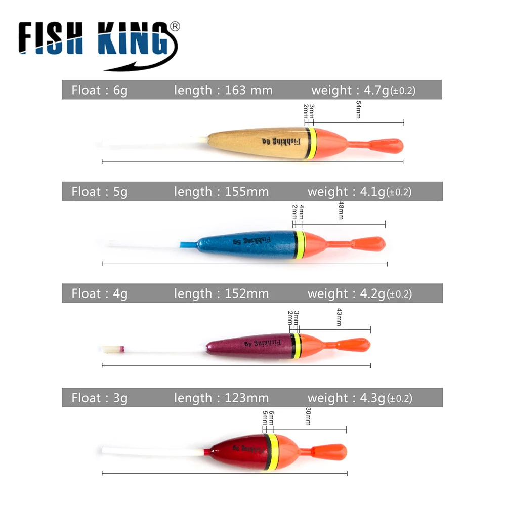 FISH KING, 4 шт./лот, разные размеры, цвет, Articulos De Pesca, поплавок, набор, буй, Boia, поплавки для ловли карпа, рыболовные снасти, аксессуары, flotador