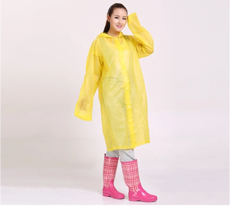 Прозрачные плащ-Женщины Мужчины Портативный Открытый путешествия дождевик водонепроницаемый одноразовый Кемпинг пончо с капюшоном пластиковый дождевик - Цвет: Цвет: желтый