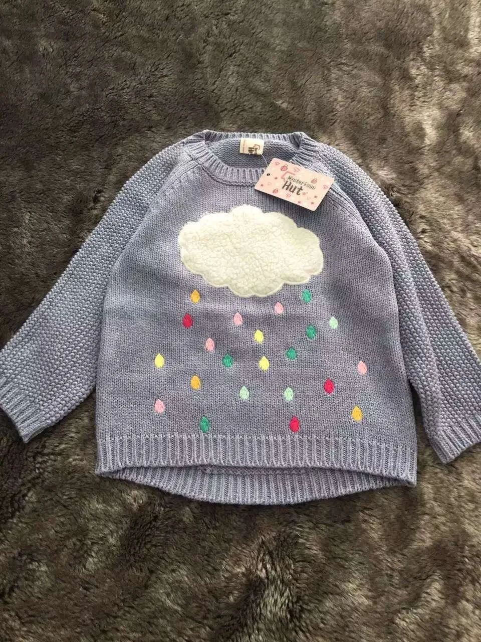 Hot Sale winter baby girls sweaters 2016 New cloud raindrops kids clothes children sweater warm