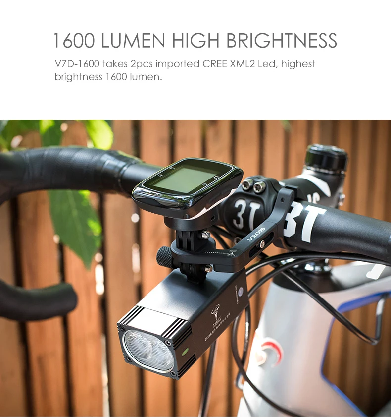 Top Gaciron Intelligent V7D-1000/1600Lumen Mountain Bicycle Light Front USB Rechargeable IPX6 Waterproof Bicycle Light For Race 5