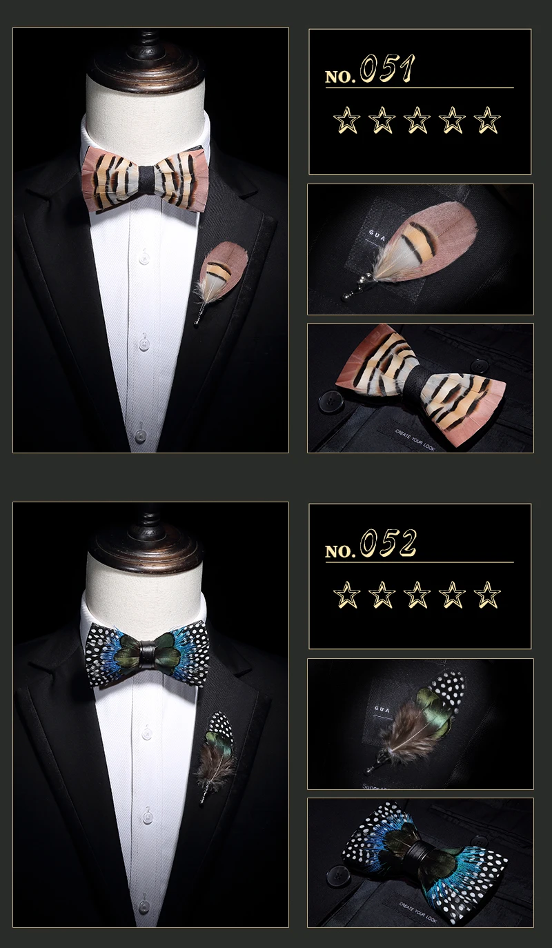 KAMBERFT бренд мужской галстук-бабочка брошь набор перо Стиль кожа регулируемый галстук-бабочка формальный галстук бабочка свадебный подарок