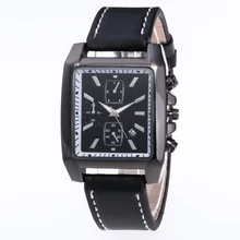 Mens Watches Top Brand Luxury Rectangle Complete Calendar Quartz Watch Male Business Leather Sport Wristwatch Relogio Masculino