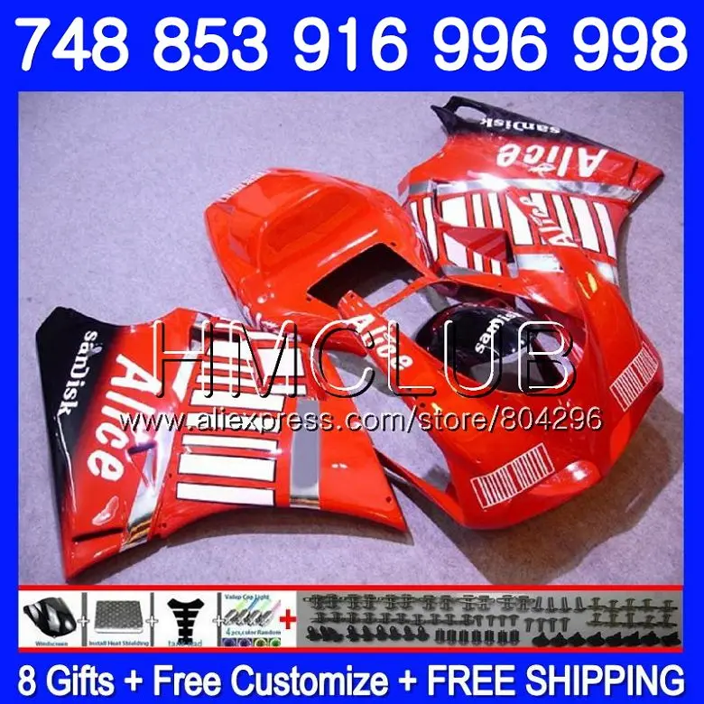 

Fairing For DUCATI 748 853 916 94 95 96 97 98 99 01 02 Gloss red 135HM.12 996 998 S R 1994 1996 1997 1998 1999 2000 2001 2002