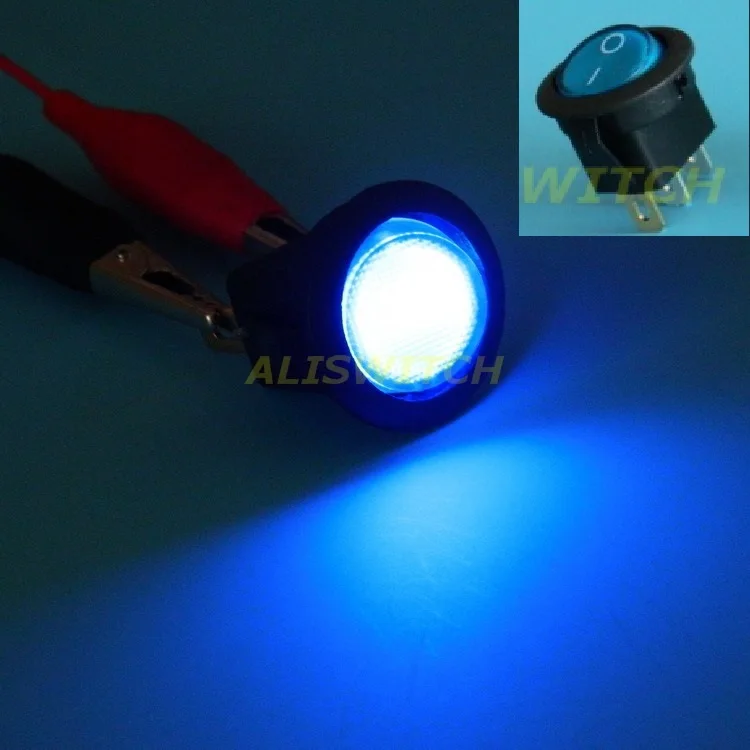 

100x Free Shipping High Bright Blue 12V LED Light Car Boat Round Rocker ON/OFF SPST Switch 3 Pins With LED Toggle Switch