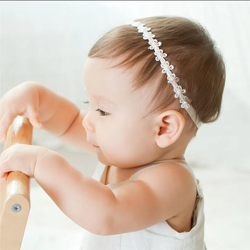 Delicate Baby Girl Pearl Flower Headband Elastic Hairband Baby Hair Accessories