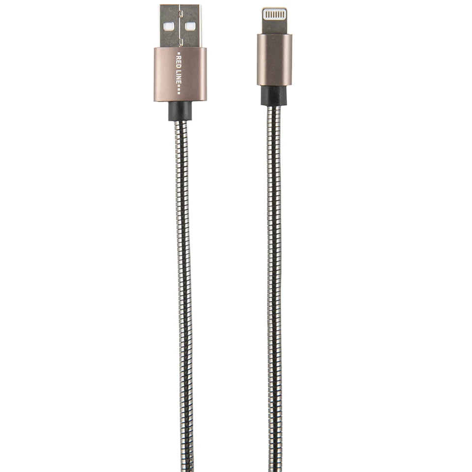 

Дата-кабель Red Line S7 (металлическая обмотка) USB - 8 - pin для Apple, черный УТ000012472