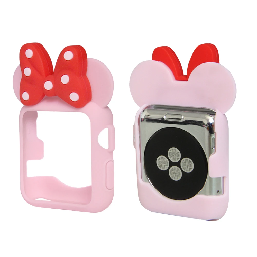 Silicone protector Cover For Apple Watch Case 42mm 38mm Iwatch Series 3 2 1 Soft rubber frame Mickey Protective Shell