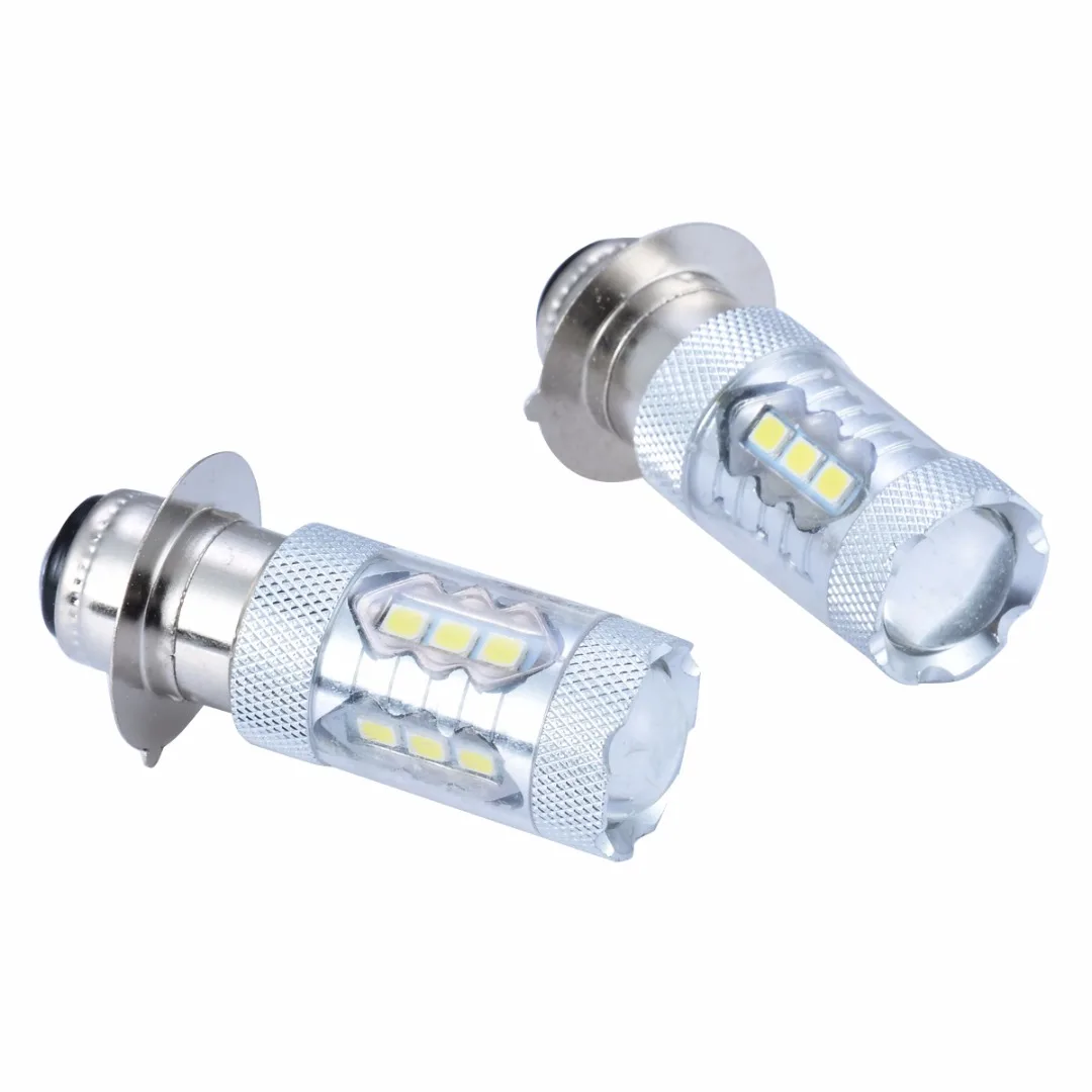 

Mayitr 2pcs H6M/P15D 16LED 80W Motorcycle Motorbike Headlight Fog Driving DRL Light Bulb White Super Bright