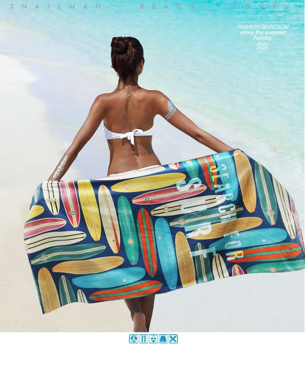 

Surfing Compact Beach Towel Microfiber Travel Fitness Towel Surfboard surf Towel