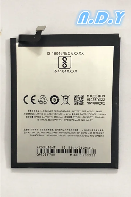 100% Оригинальный аккумулятор BA822 MEIZU NOTE 8 3600mAh для Meizu Note Bateria Batterie Аккумуляторы