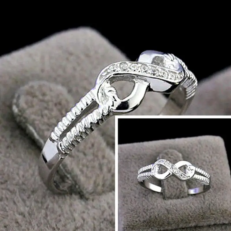Femlae кольцо вечности обручальное кольцо серебряное кольцо для женщин Бесконечность ювелирные изделия аксессуары кубический циркон кольцо ювелирные изделия