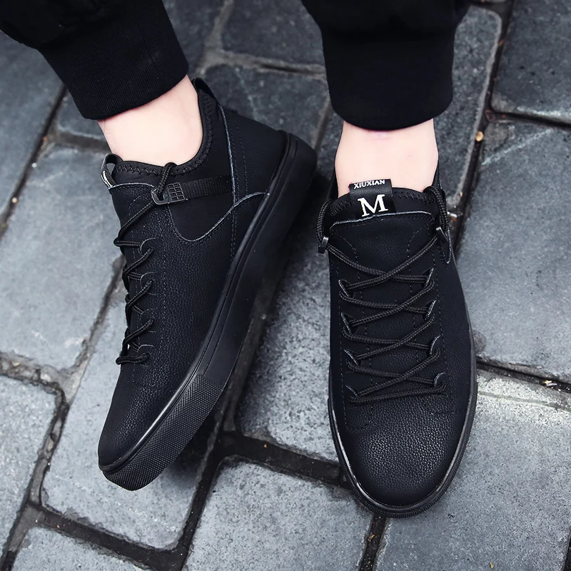 

ARUONET Autumn Leather Men Shoes Luxury Brand Designer Casual Shoes For Men Non-Slip Flats Male Sneakers Sapatillas Hombre