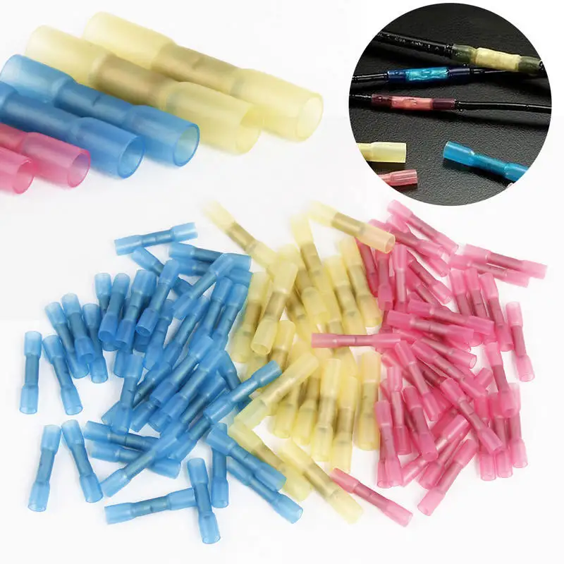 

50pcs Mixed Heat Shrink Butt Terminal High Quality Electrical Heat Shrink Butt Wire Cable Crimp Connector 3 Color