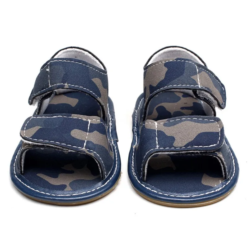Summer Print Baby Boys Sandals Children Shoes Soft Crib Walking Fashion Kids Shoes Casual Child Flat Pu+Cow Muscle Shoes - Цвет: Синий