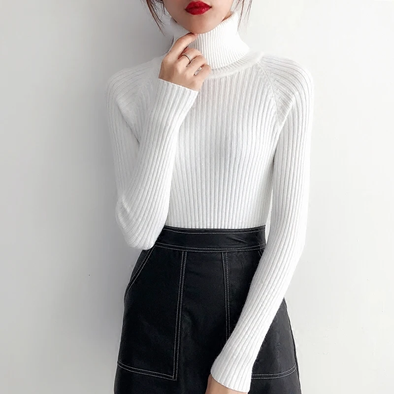 2019 New Women Fashion Thicken Sweater Pullover Slim Stretch Knit Explosion Turtleneck Complete color welcome to | Женская одежда
