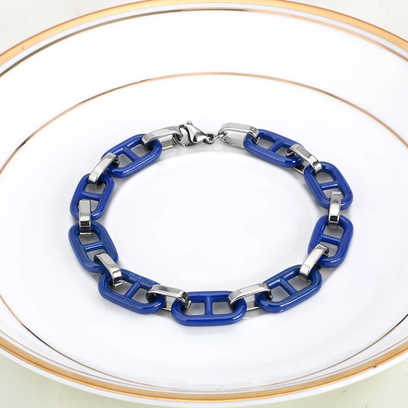 Новое поступление женский браслет здоровья синие керамические браслеты из нержавеющей стали полые винтажные модные для женщин модные ювелирные изделия подарки