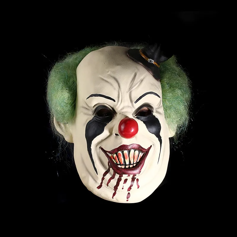 Scary Clown with Hat Mask Full Face Cosplay Horror Masquerade Adult Ghost Mask Halloween Props Costumes Fancy Dress Party Decor (7)