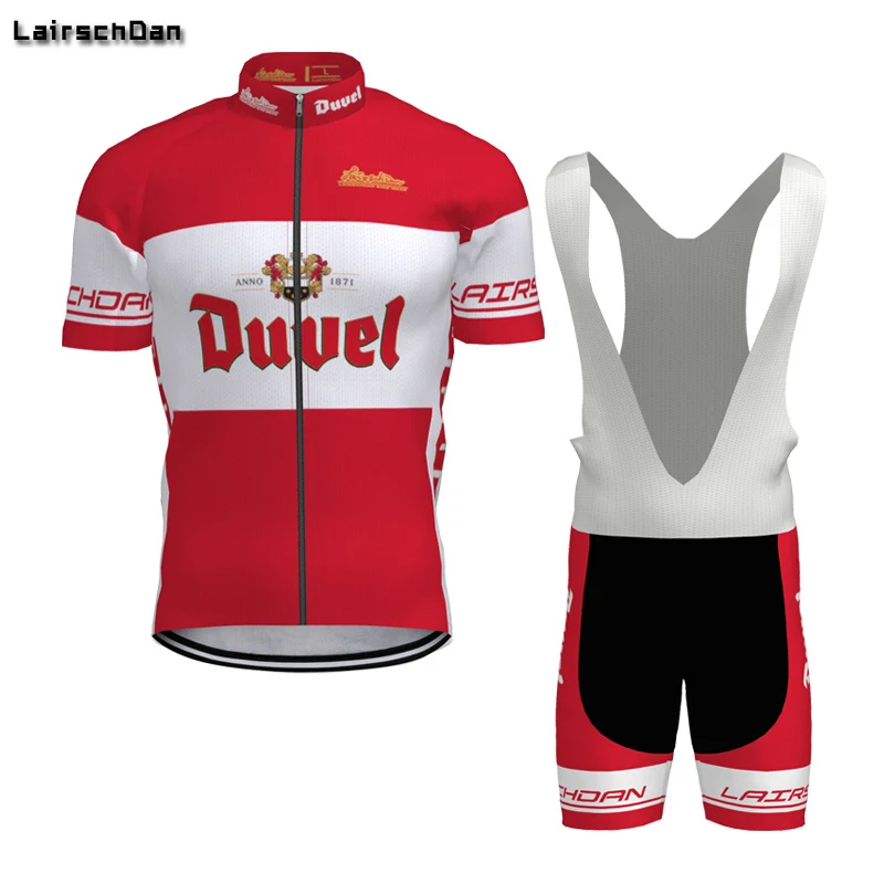 

Lairschdan2019 DUVEL Beer Men Cycling Jersey Set Red Pro Team Cycling Clothing 9D Gel Breathable Pad MTB Road Mountain Bike Wear