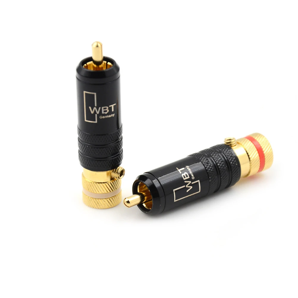 2pcs 53x13mm Gold Plated Copper RCA Plug Durable RCA Connector Screws