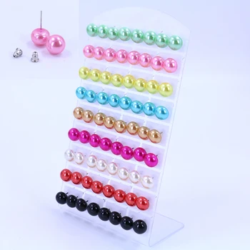 

Free Shipping Korea Style Cheap 12mm Plastic Hemisphere Half Resin Ball Imitation Pearl Stud Earrings Iron Stick,36pairs/lot