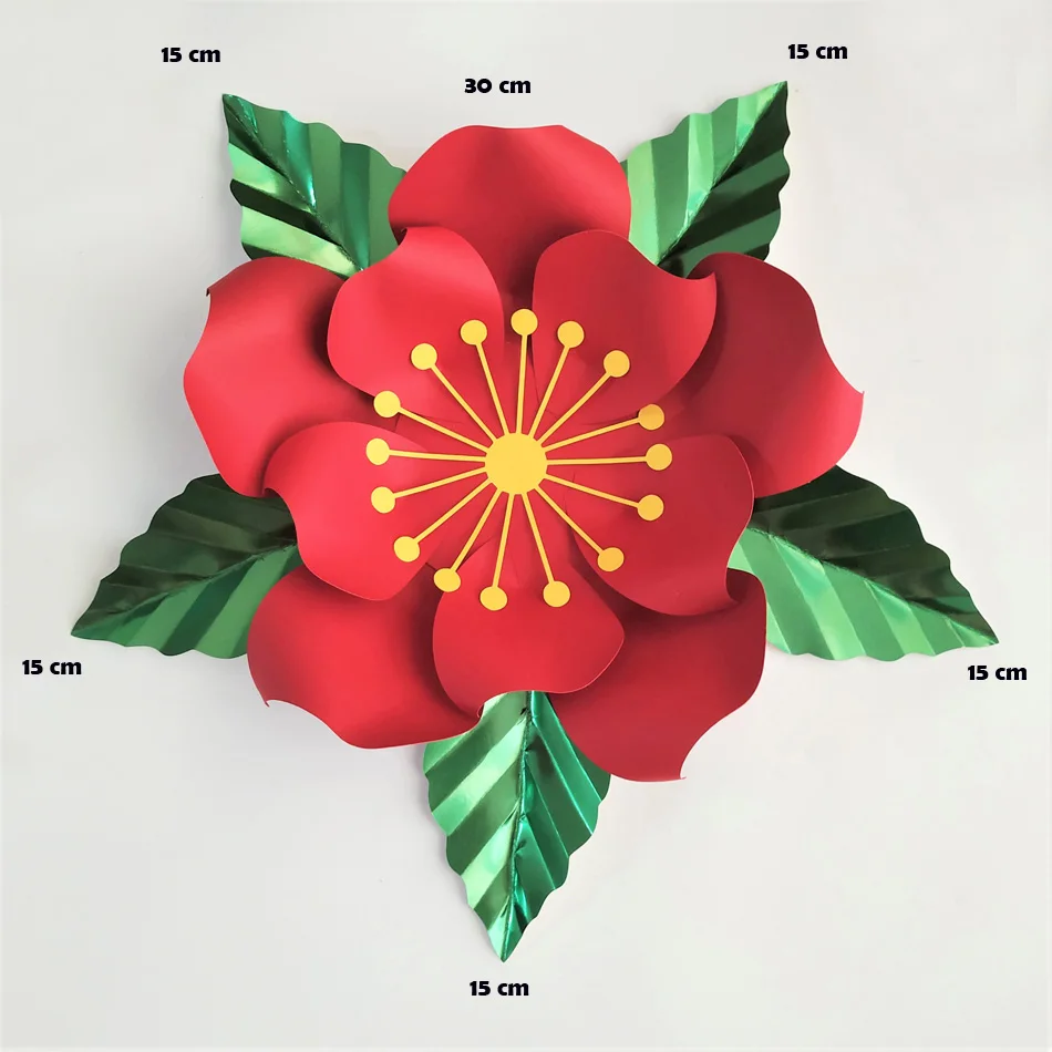 

Red Artificial Flowers With Green Leaves Fleurs Artificielles Backdrop DIY Giant Paper Flowers Party Decor Christmas Xmas Deco