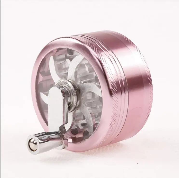 1pc Creative 3 layer Aluminum Hand Crank Herbal Herb Tobacco Grinder