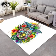 Черепаха жизнь Пикси холодное искусство ковры черепаха Богемия большой площади коврик для гостиной цветочный красочный пол белый домашний ТАПИС