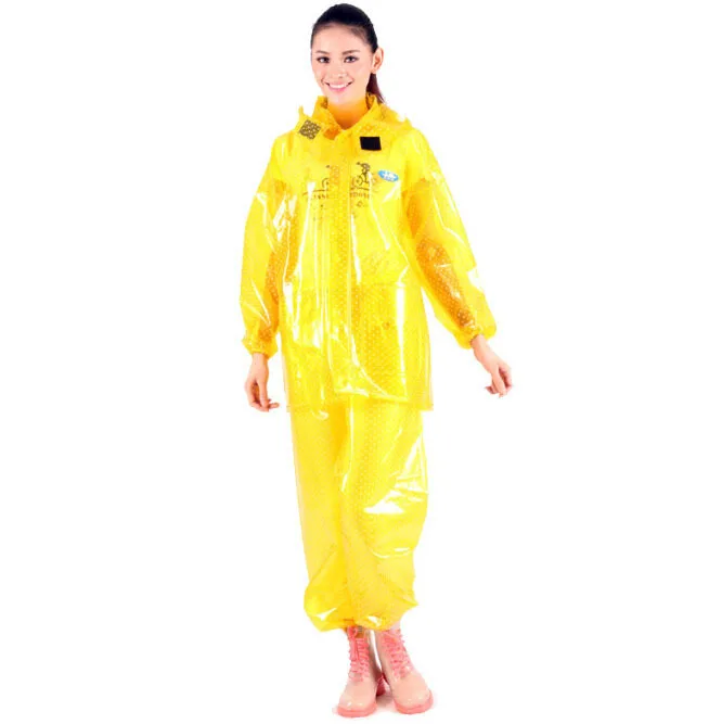 

Reusable Women's Fashion Raincoat Transparent Lab OutdoorSplit riding raincoat Hooded thickening 6Colors GM1912