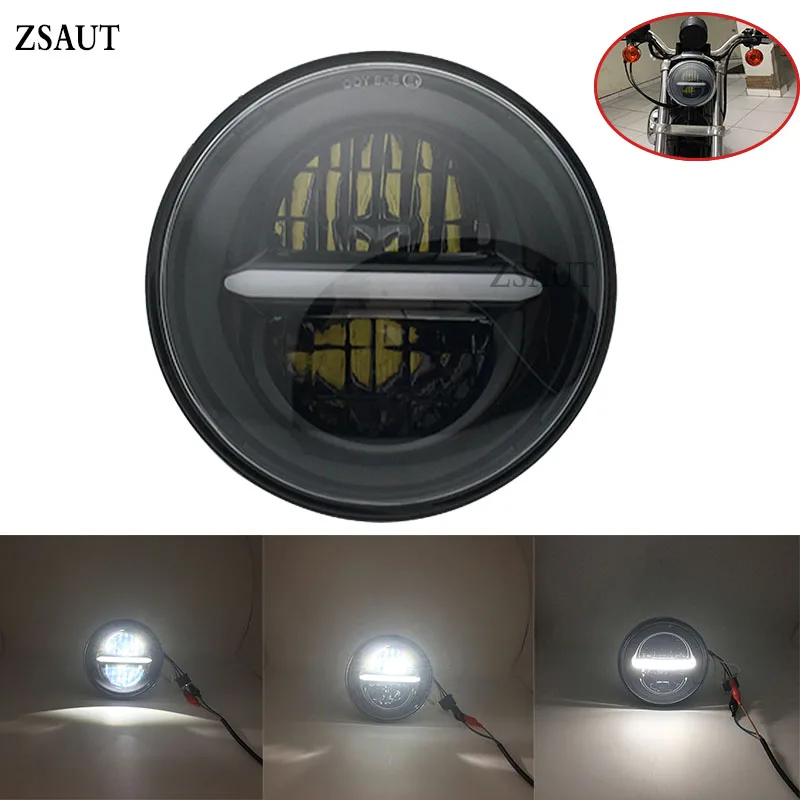 

5.75" Round Headlamp 5-3/4 Inch LED Headlight DRL For Softail Dyna And Sportster Models