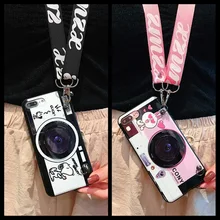 

New Camera Snoopys Air Bag Cell Phone Bracket IMD Case For iPhone XS XR XS MAX Hanging Rope Case For iPhone X 6 6S 7 8 Plus Case