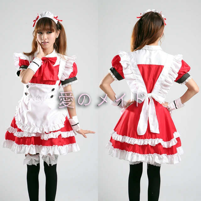 Free Shipping Cheap Red Lolita Maid Anime Cosplay Clothing Women S