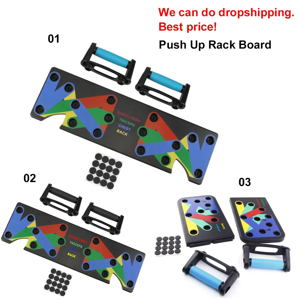 

100% Original Push Up Rack Board System Exercise Workout Push-up Stands Body Building Training 4 modes GYM Tools with handles
