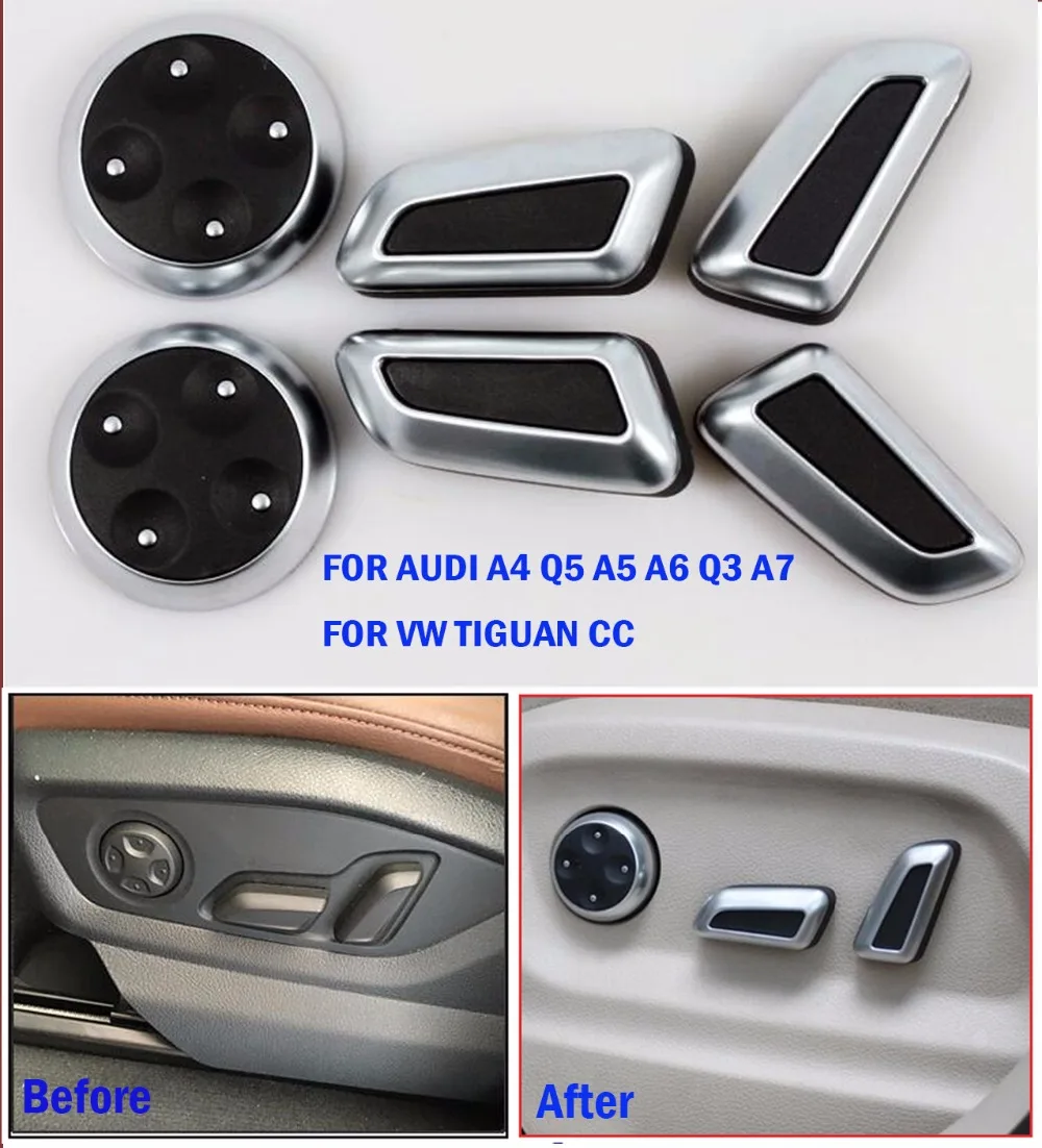 

TTCR-II Car Accessories Seat Adjust Button Cover Trim Chrome For Audi A4 Q5 A5 A6 Q3 A7 VW Volkswagen Tiguan CC Button Stickers